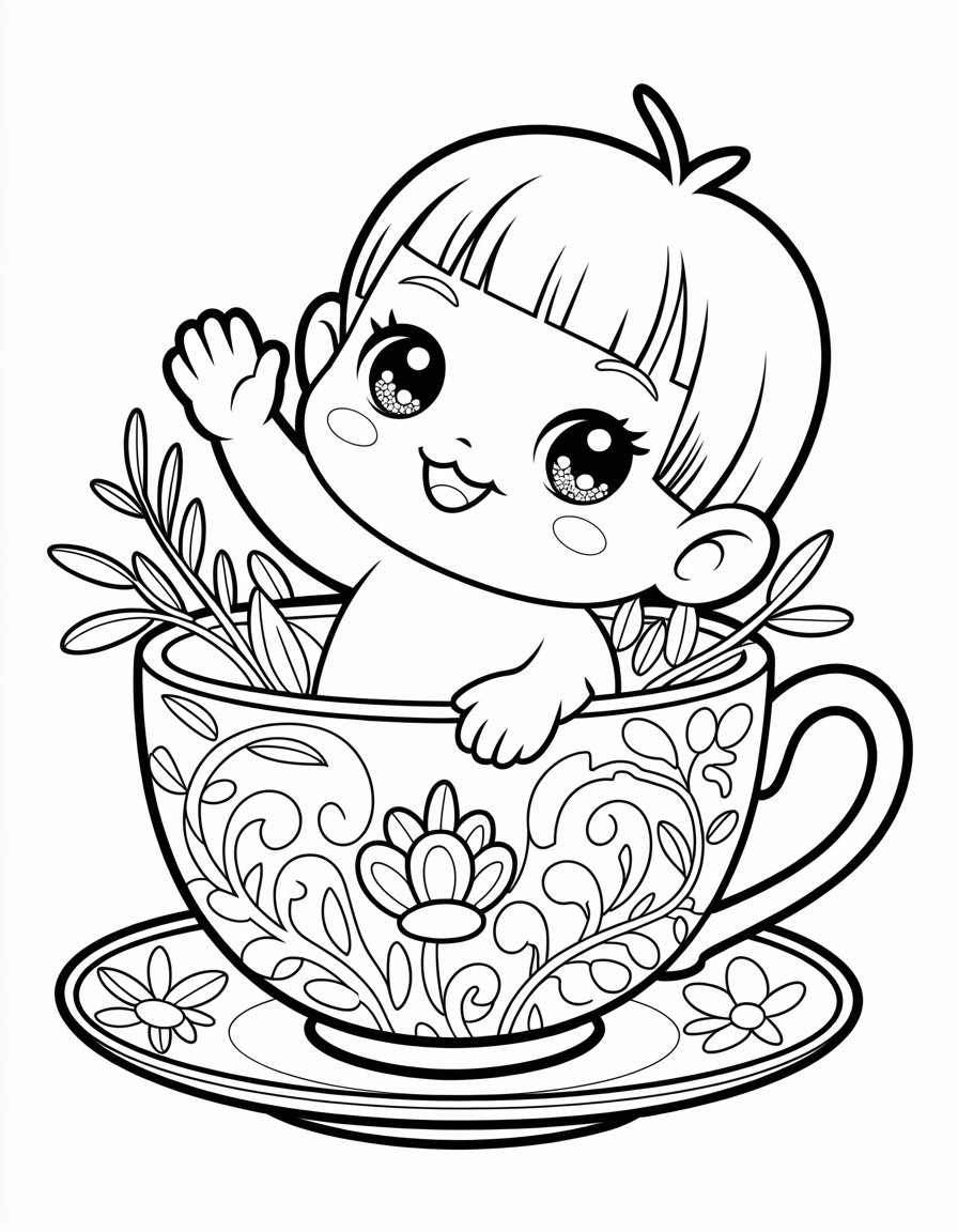 kawaii chibi coloring page