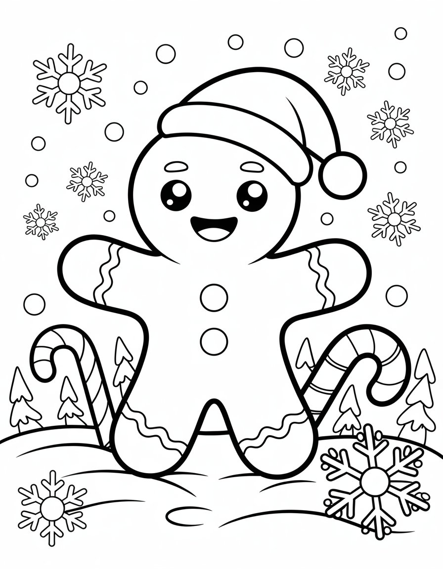 kawaii christmas coloring page