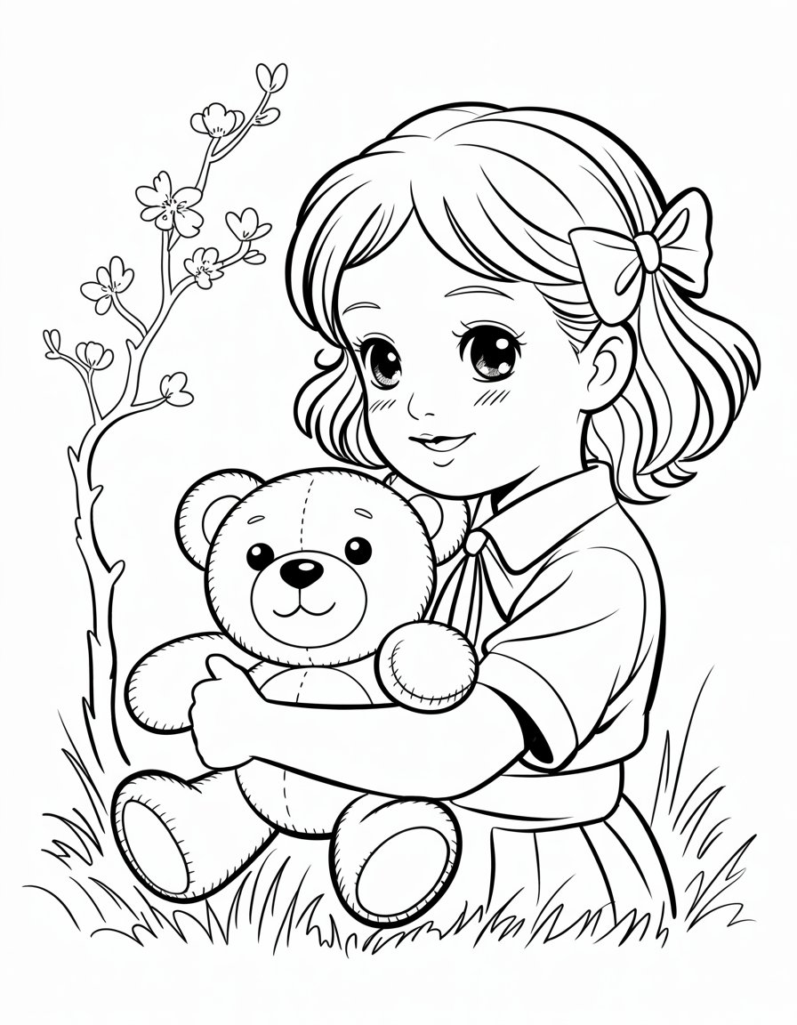 kawaii cute anime girl coloring page