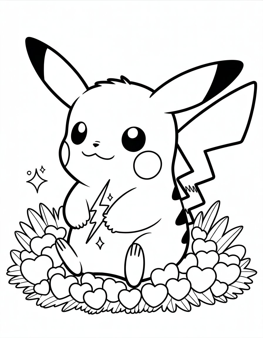 kawaii cute baby pikachu coloring page