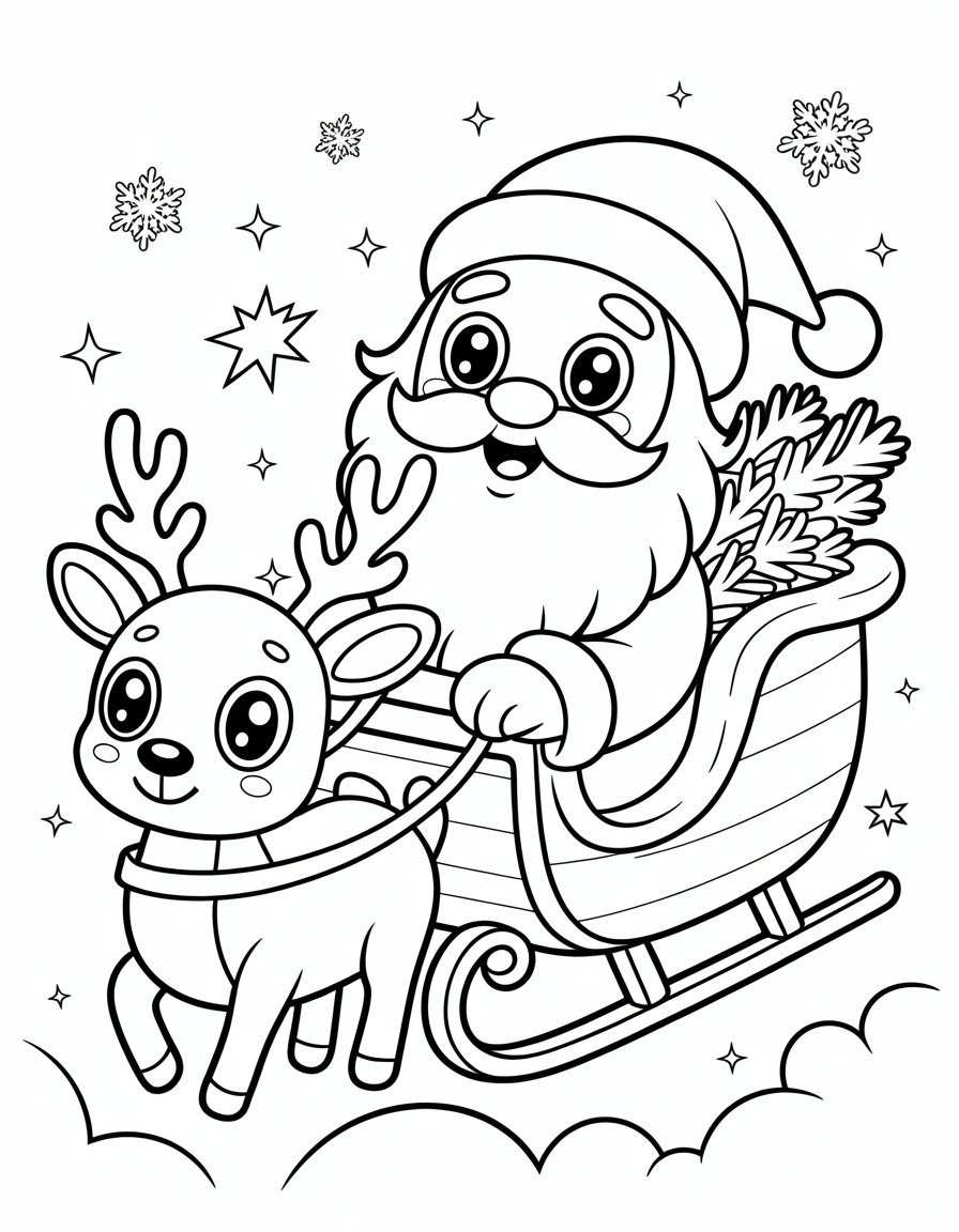 kawaii cute christmas coloring page
