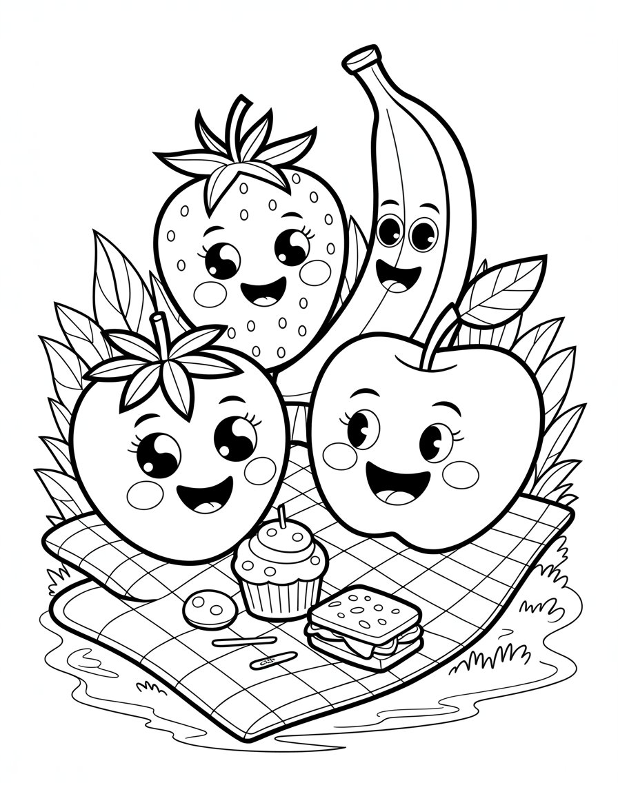 kawaii cute food coloring page