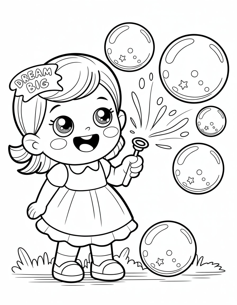 kawaii cute girl coloring page