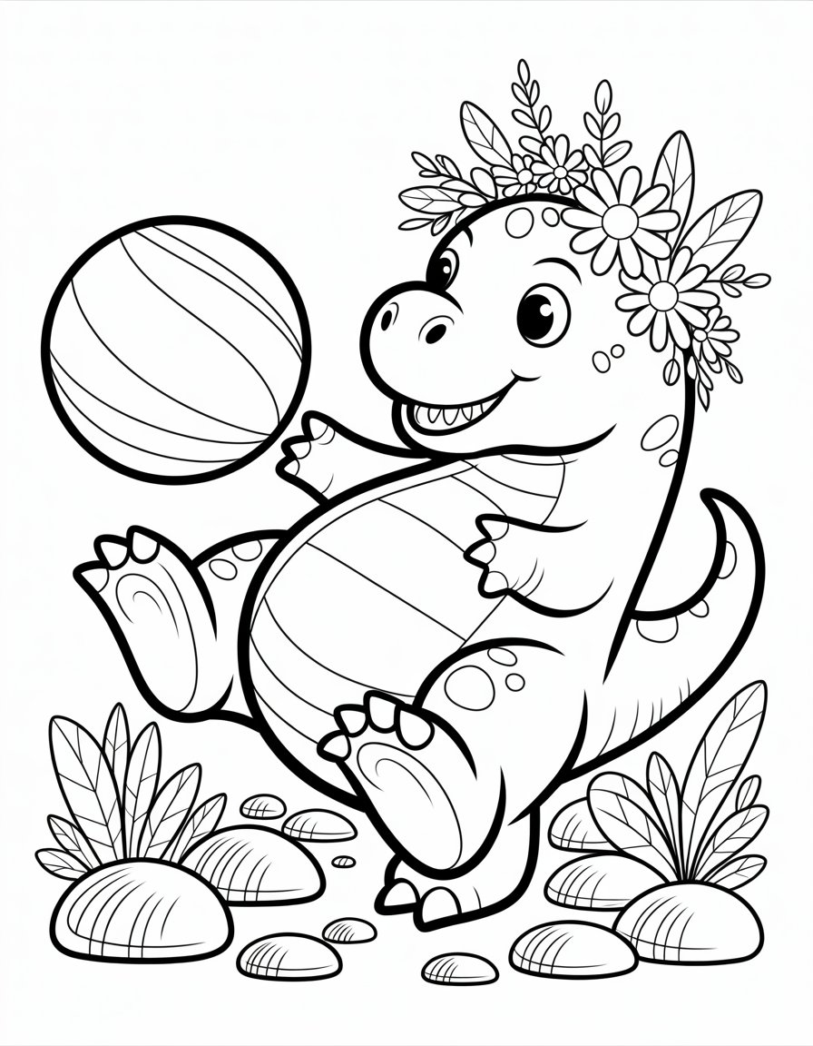 kawaii dinosaur coloring page