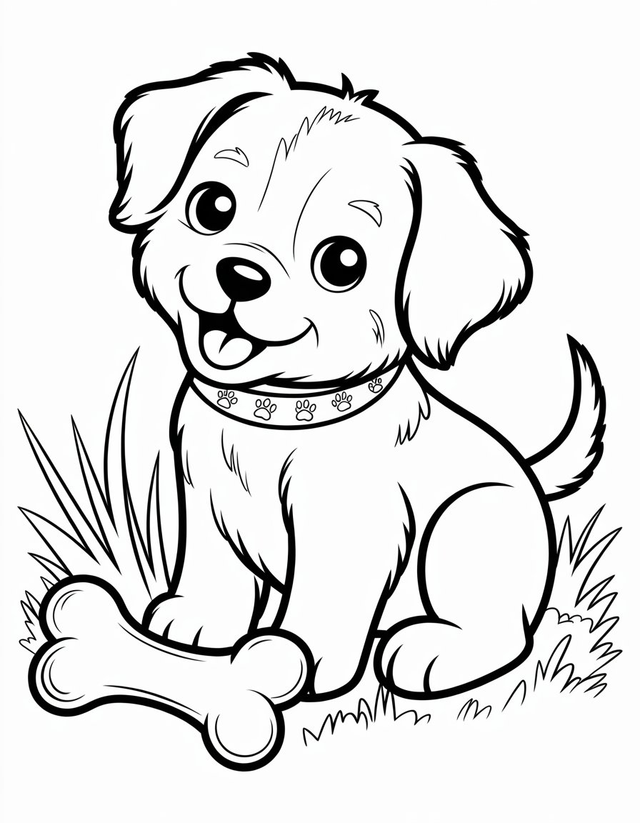 kawaii dog coloring page