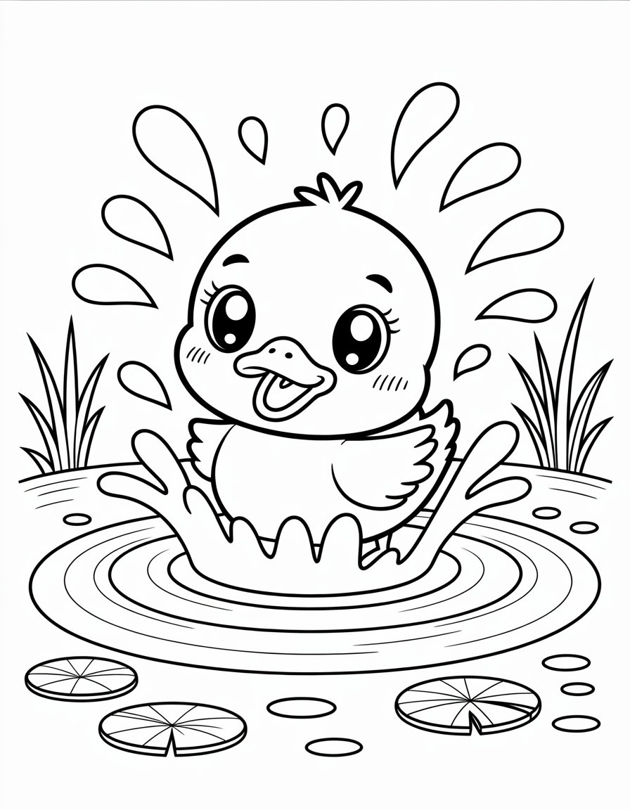 kawaii duck coloring page