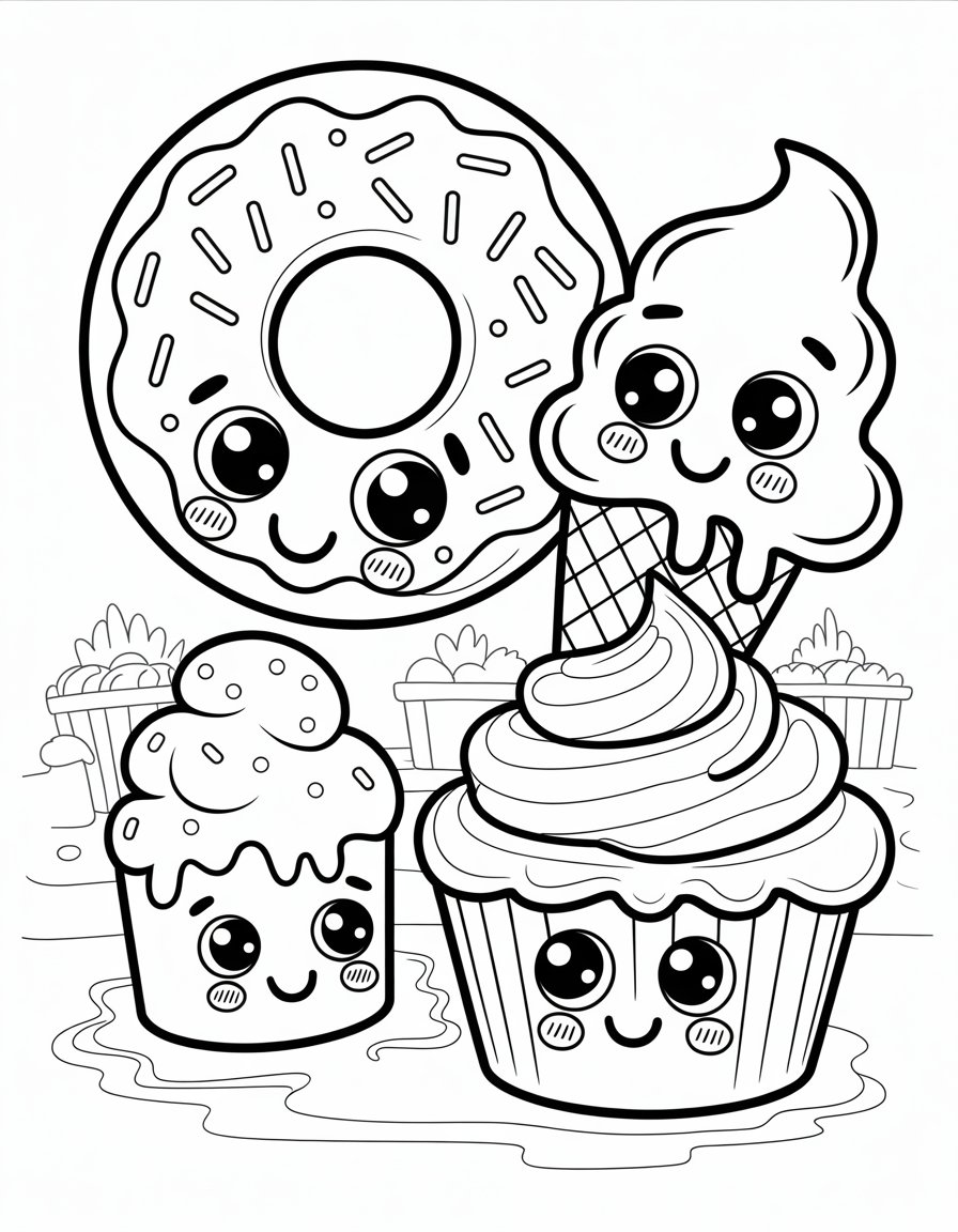kawaii food coloring page