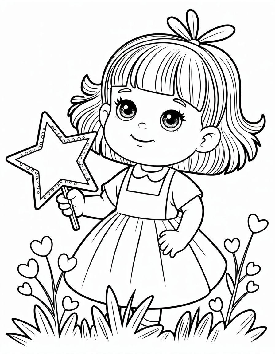 kawaii girl coloring page