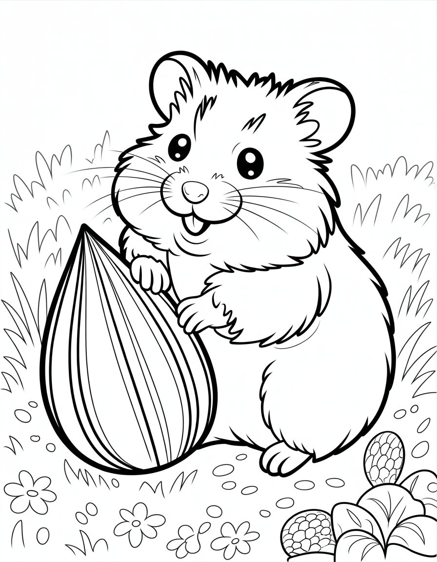 kawaii hamster coloring page