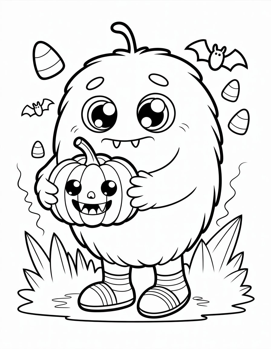 kawaii horror coloring page