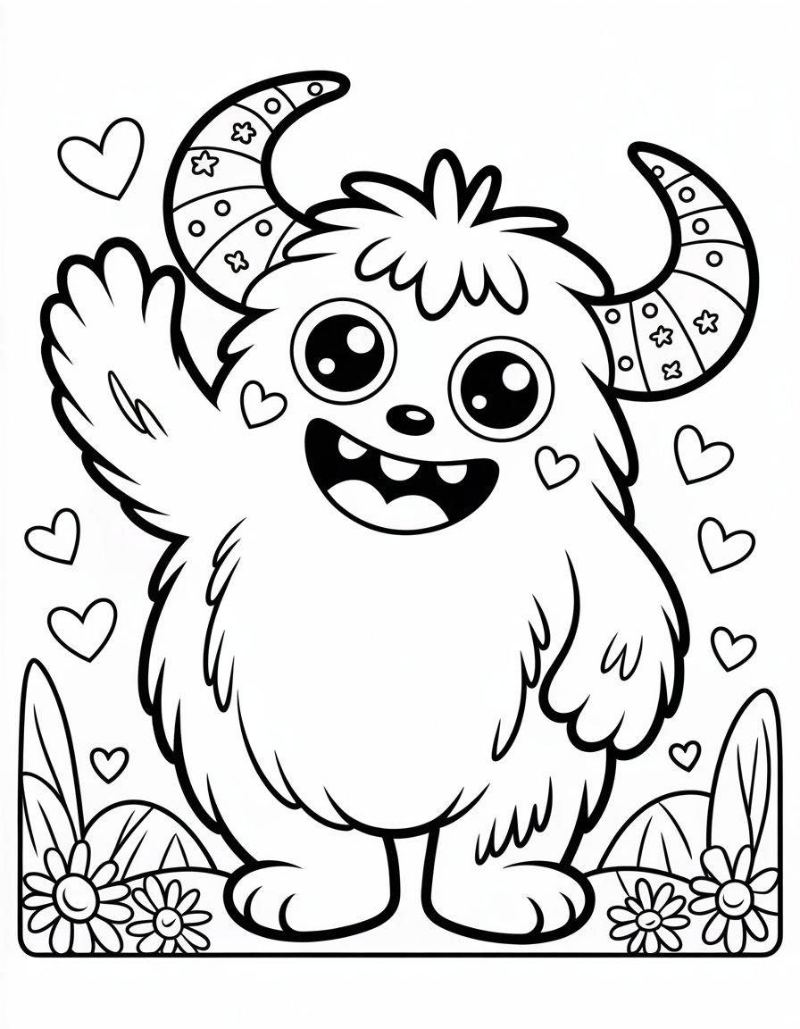 kawaii monster coloring page