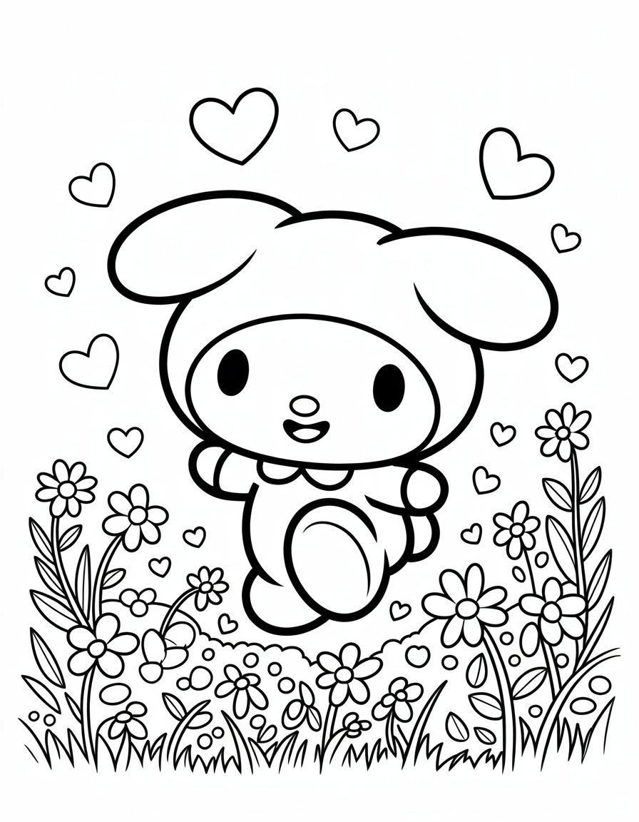kawaii my melody coloring page