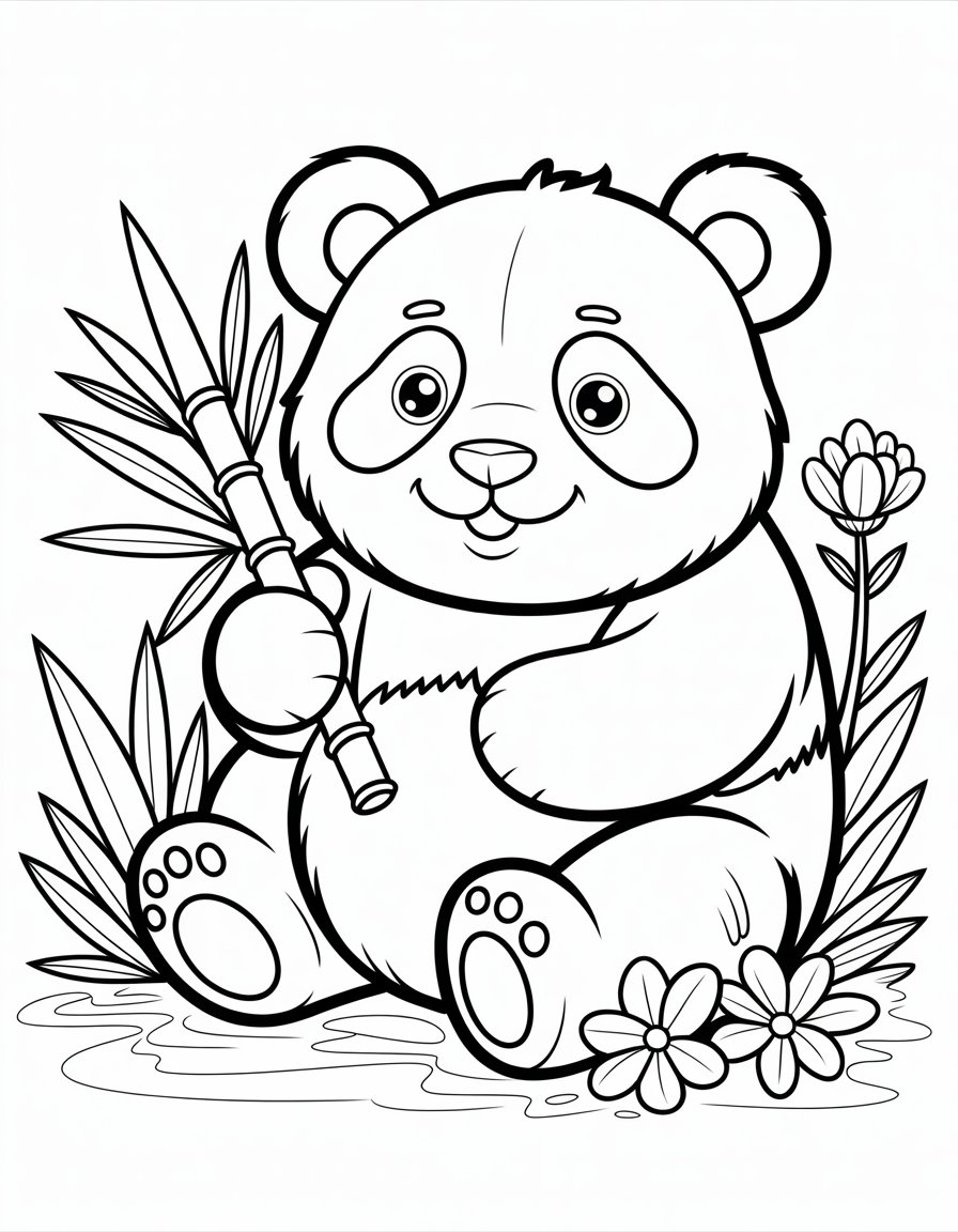 kawaii panda coloring page