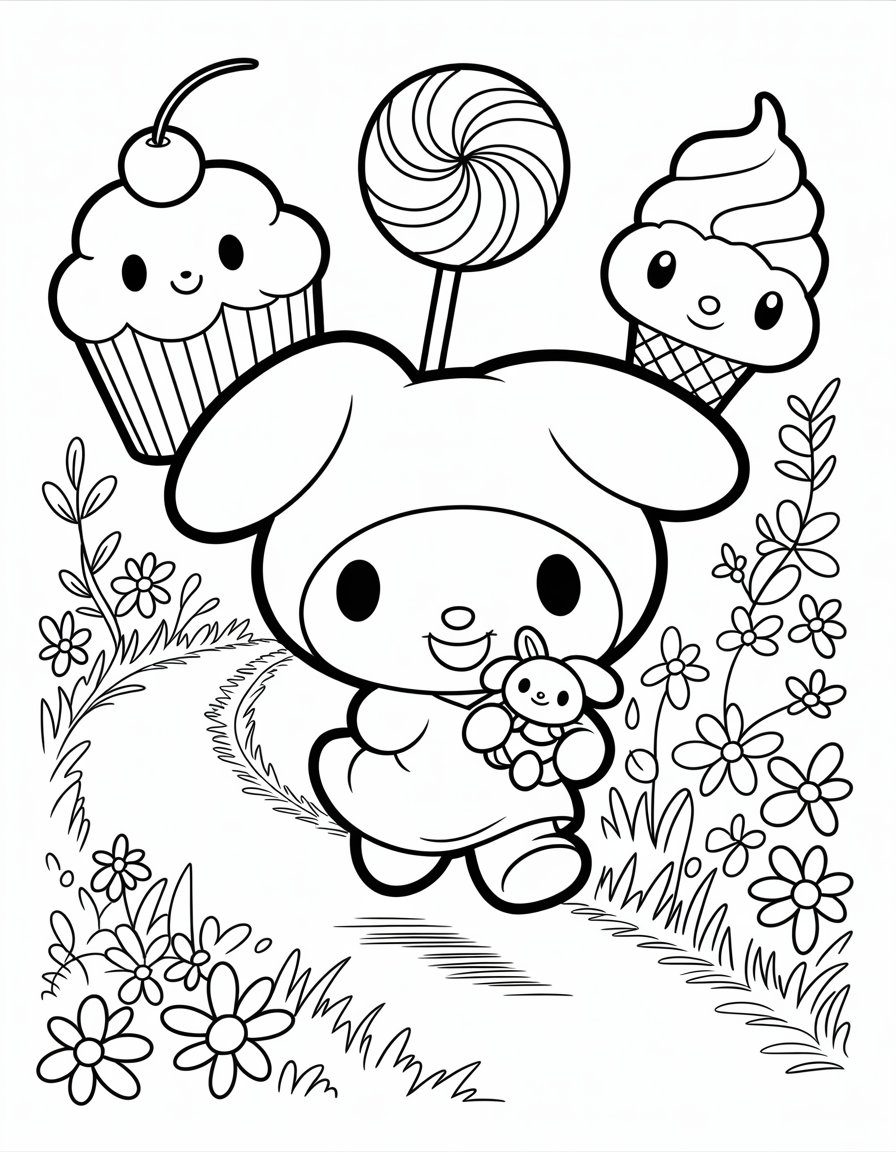 kawaii sanrio coloring page