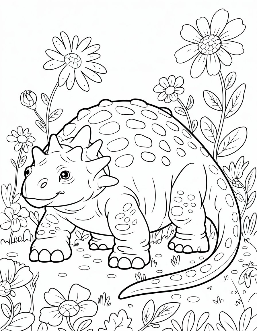 Ankylosaurus and Flowers 2