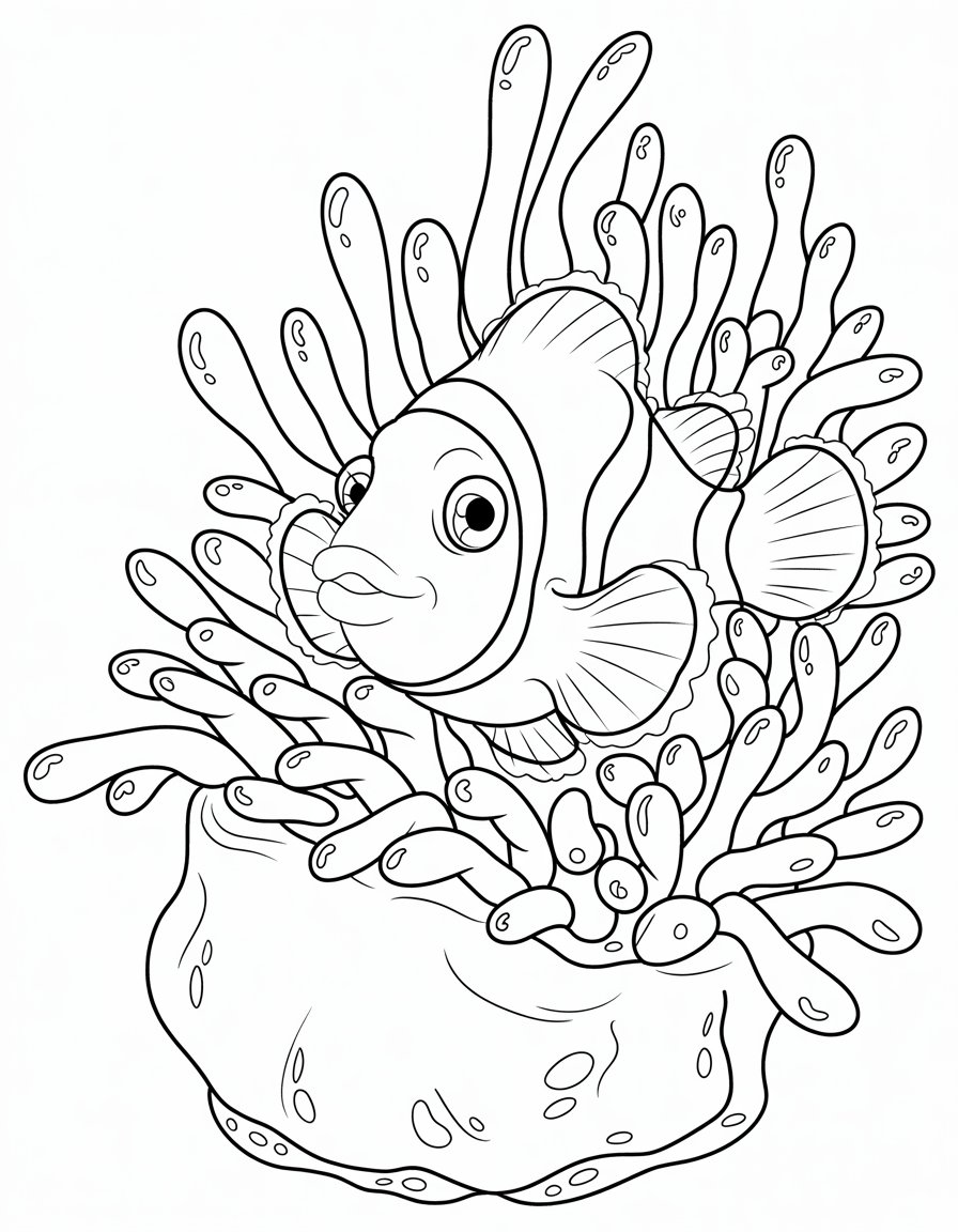 Cute Clownfish in Anemone