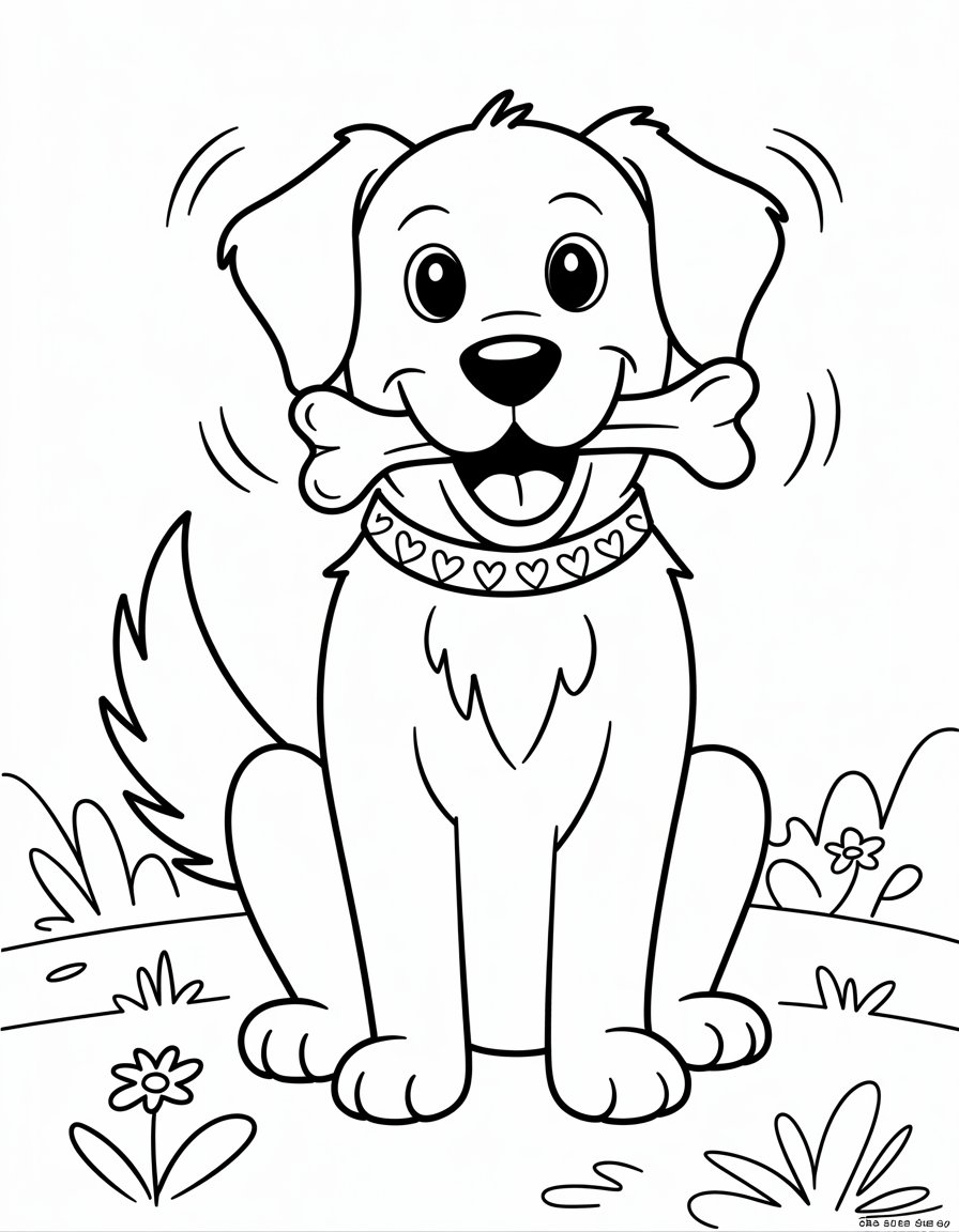 Happy Dog with Bone