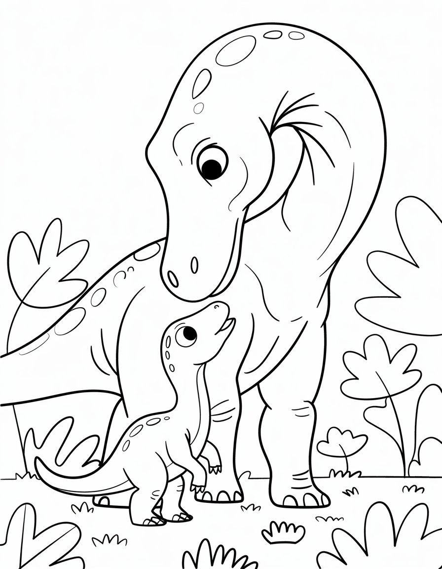Kind Dinosaur Parent and Baby