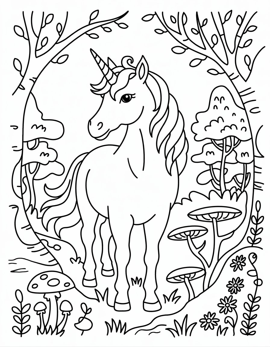 Majestic Unicorn in Forest