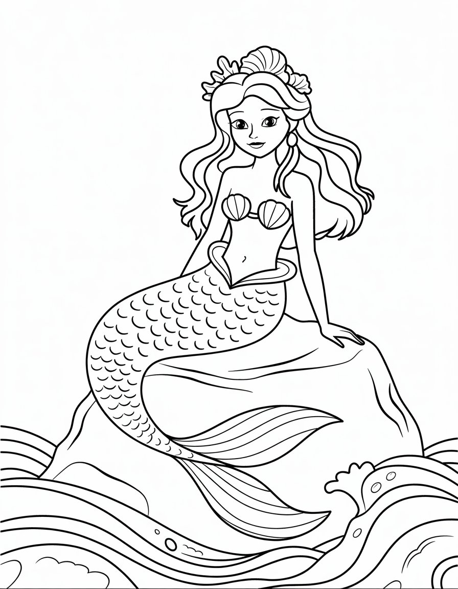 Mermaid Princess on Rock