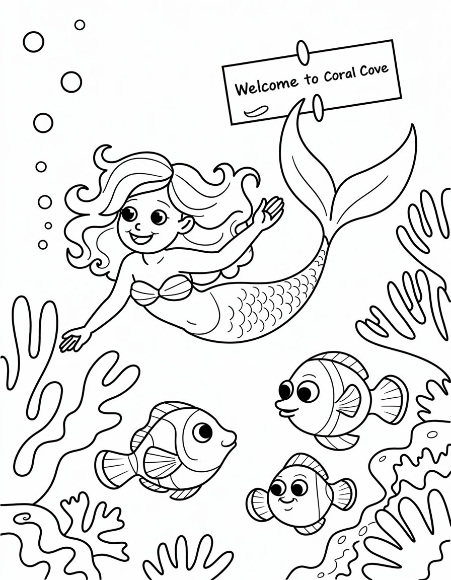 Mermaid Swimming with Fish
