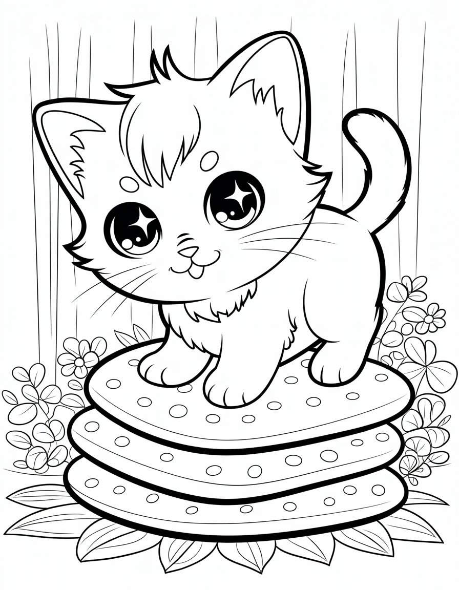 anime kitten coloring page