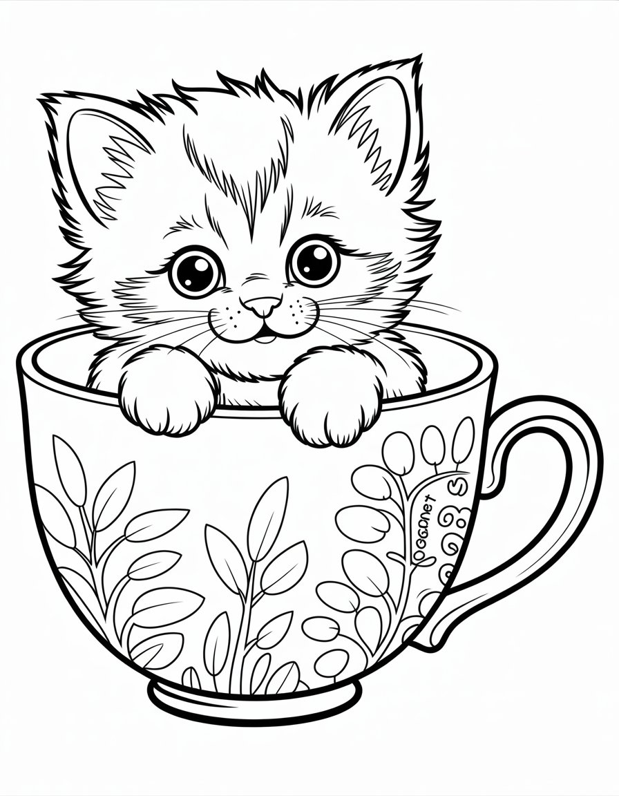 cute kitten coloring page