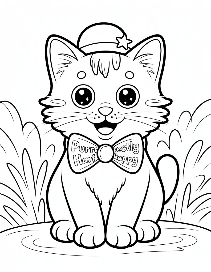 kids cat coloring page