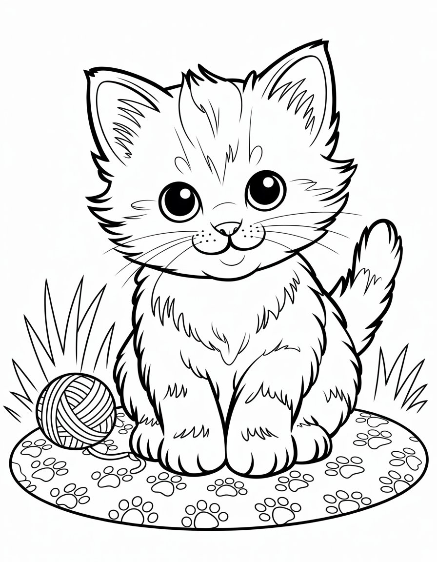kitten cute cat coloring page