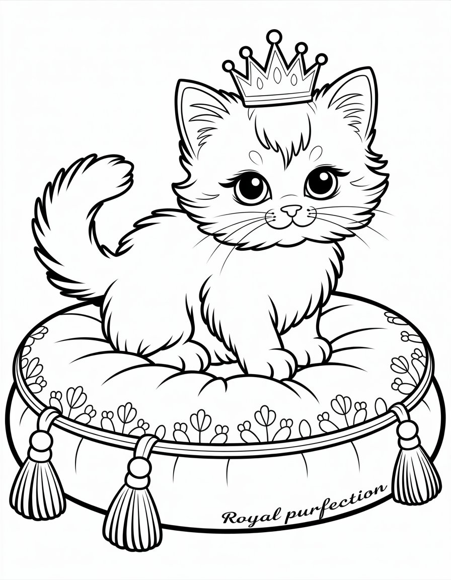 princess kitten coloring page