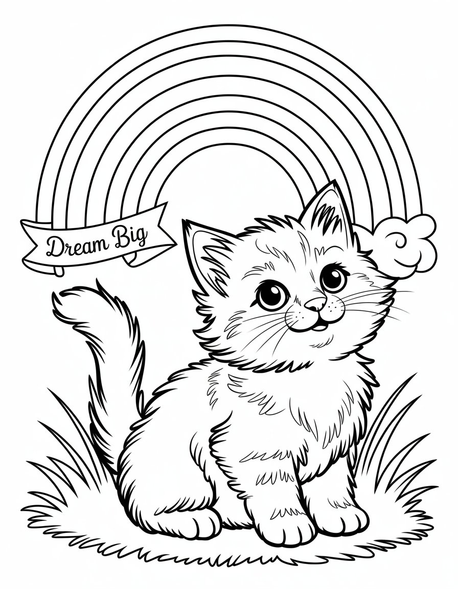 rainbow kitty coloring page