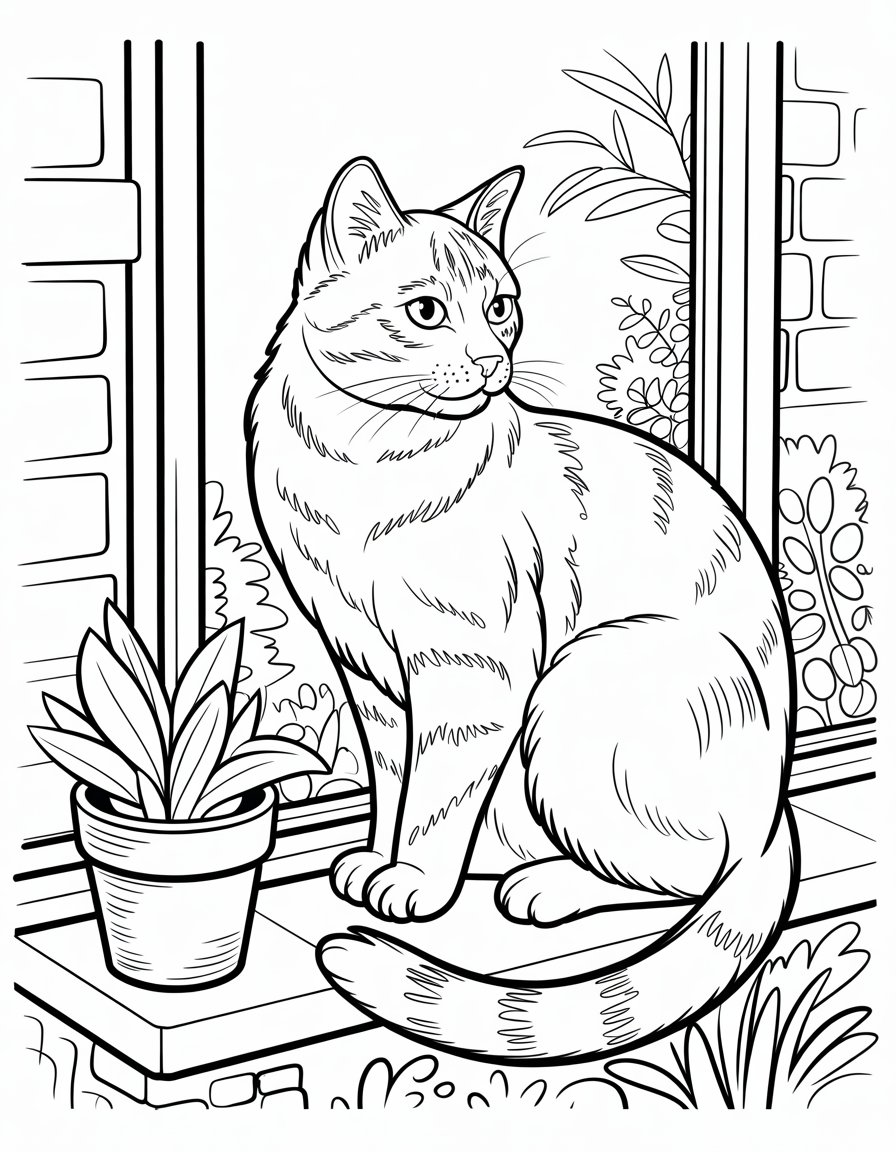 real cat coloring page