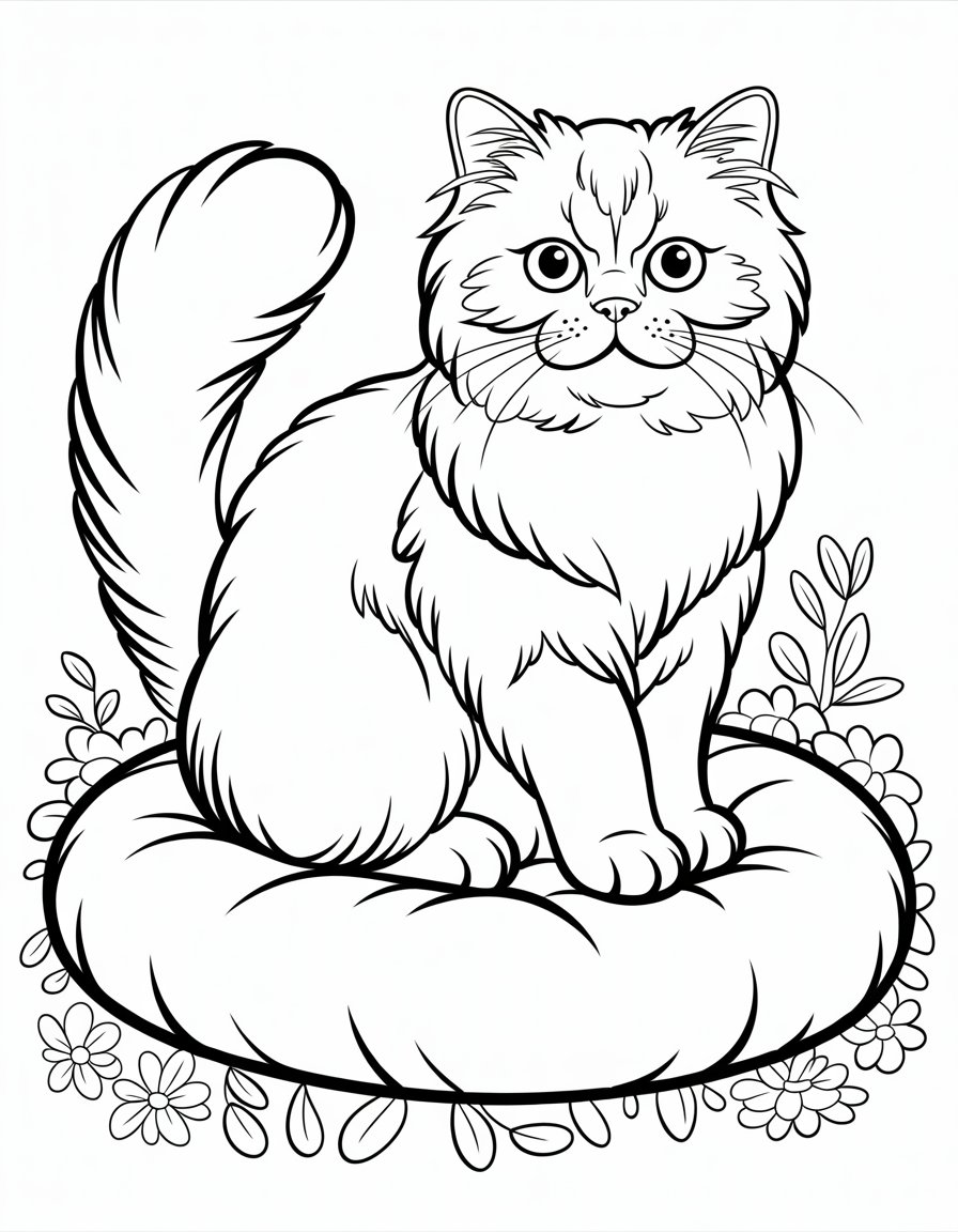 realistic cat coloring page