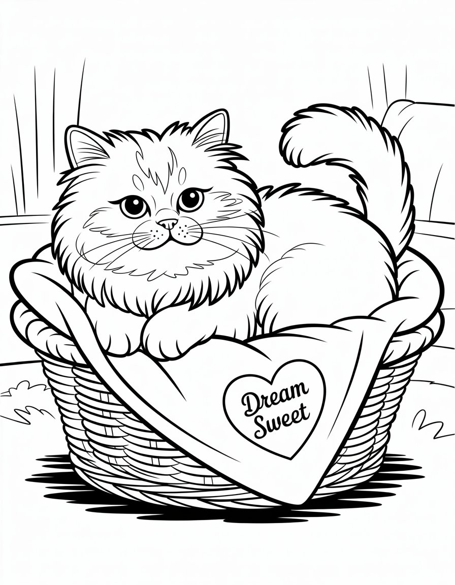 realistic cute cat coloring page