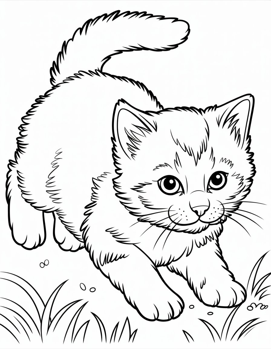 realistic kitten coloring page