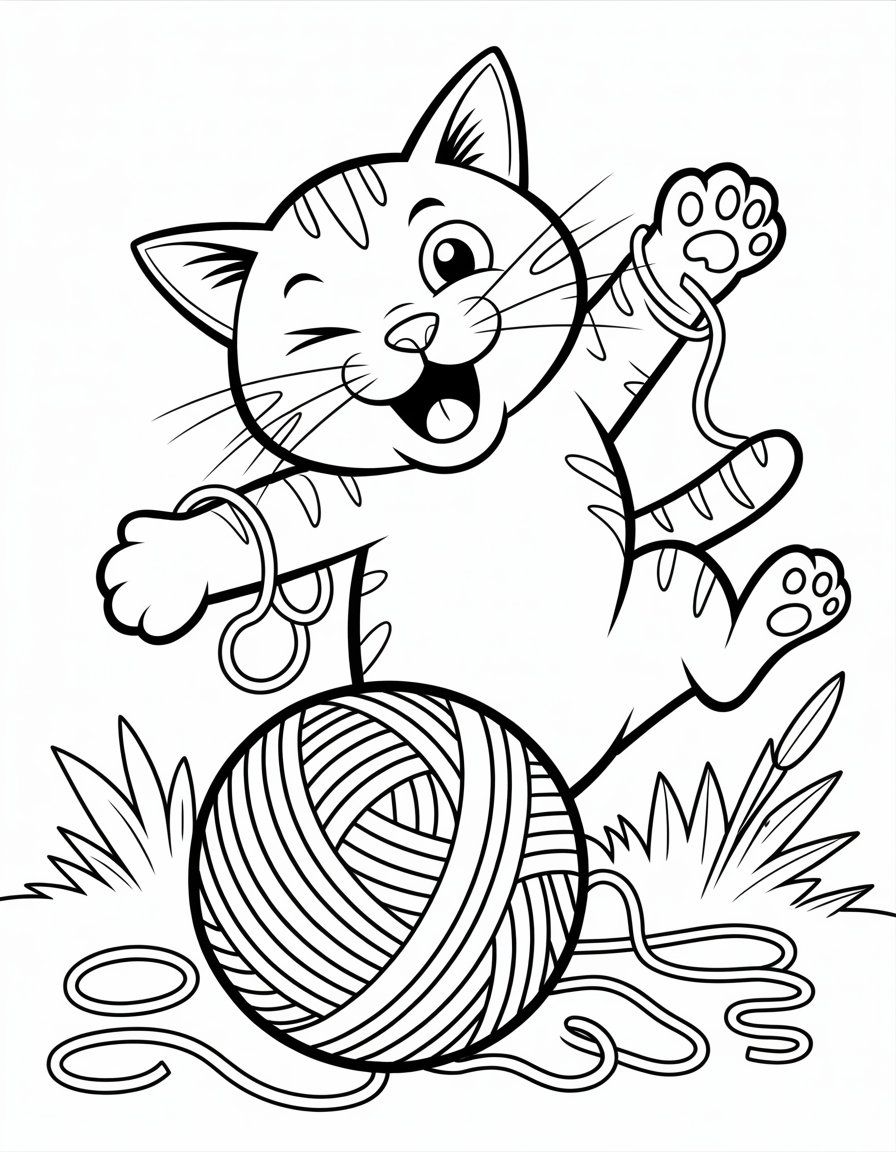 silly cat coloring page