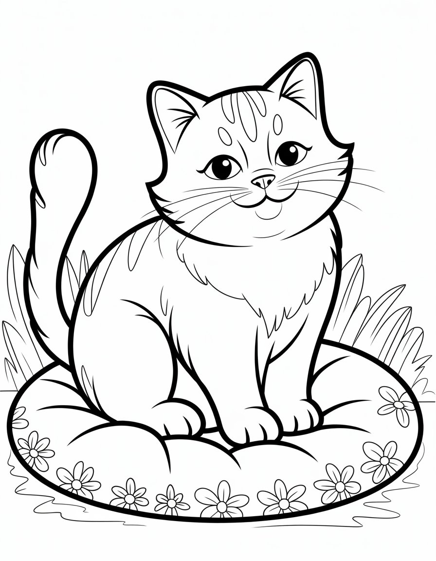 simple cat coloring page