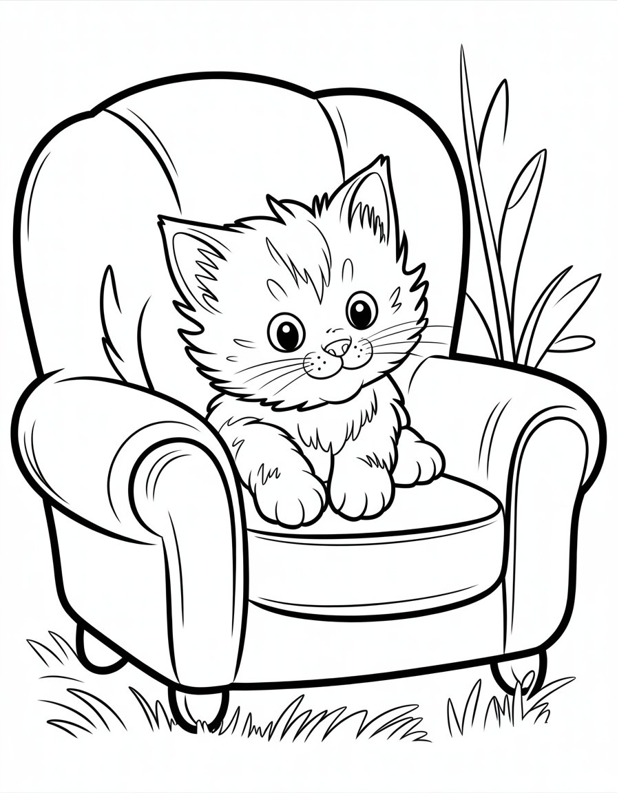 small cat coloring page