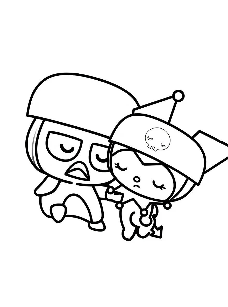 Badtz Maru and Kuromi together coloring page