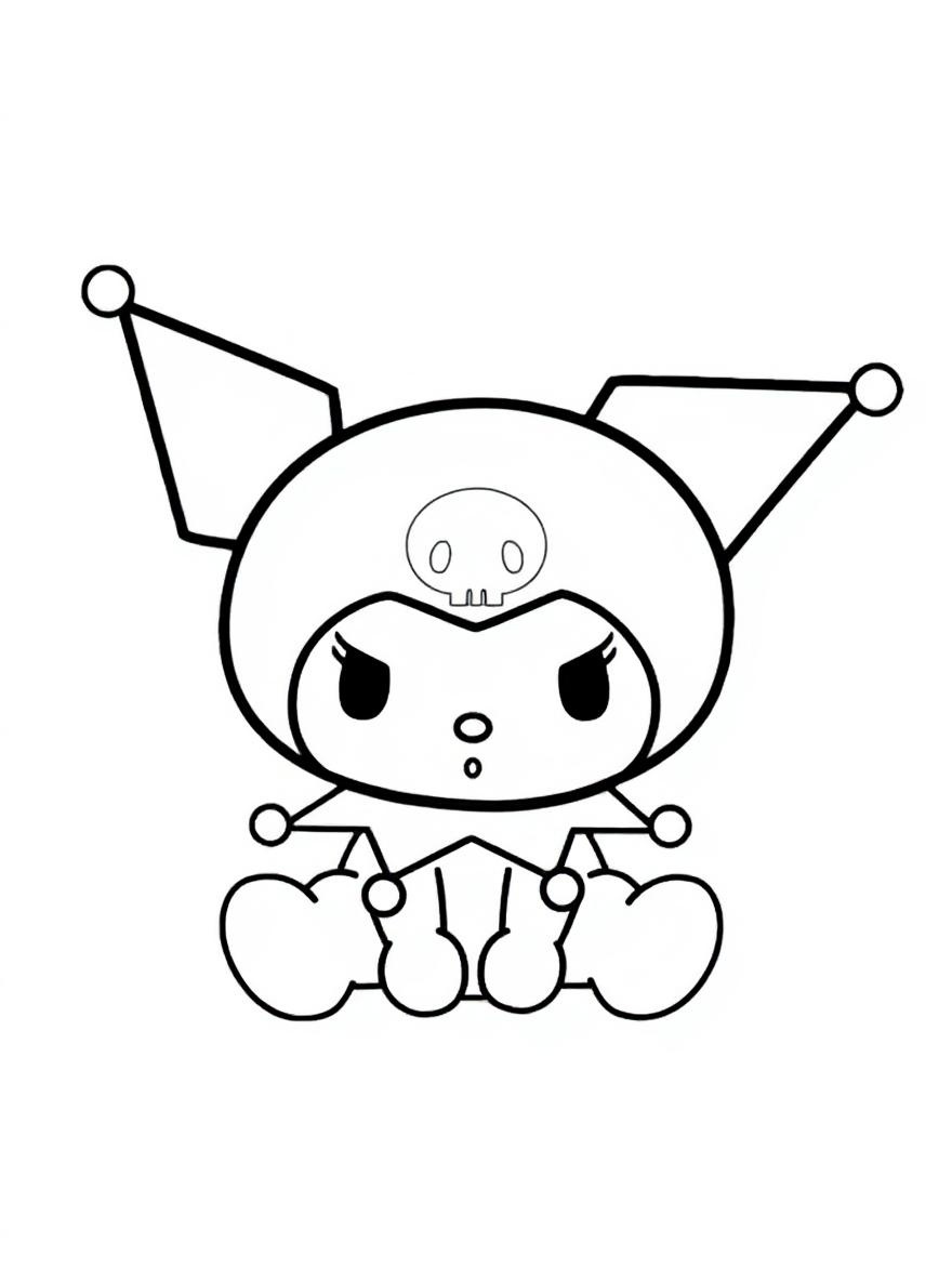 Cute Kuromi sitting coloring page