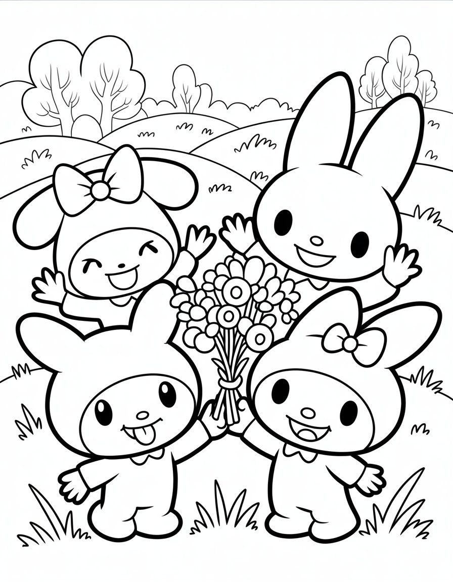kuromi and friends coloring page