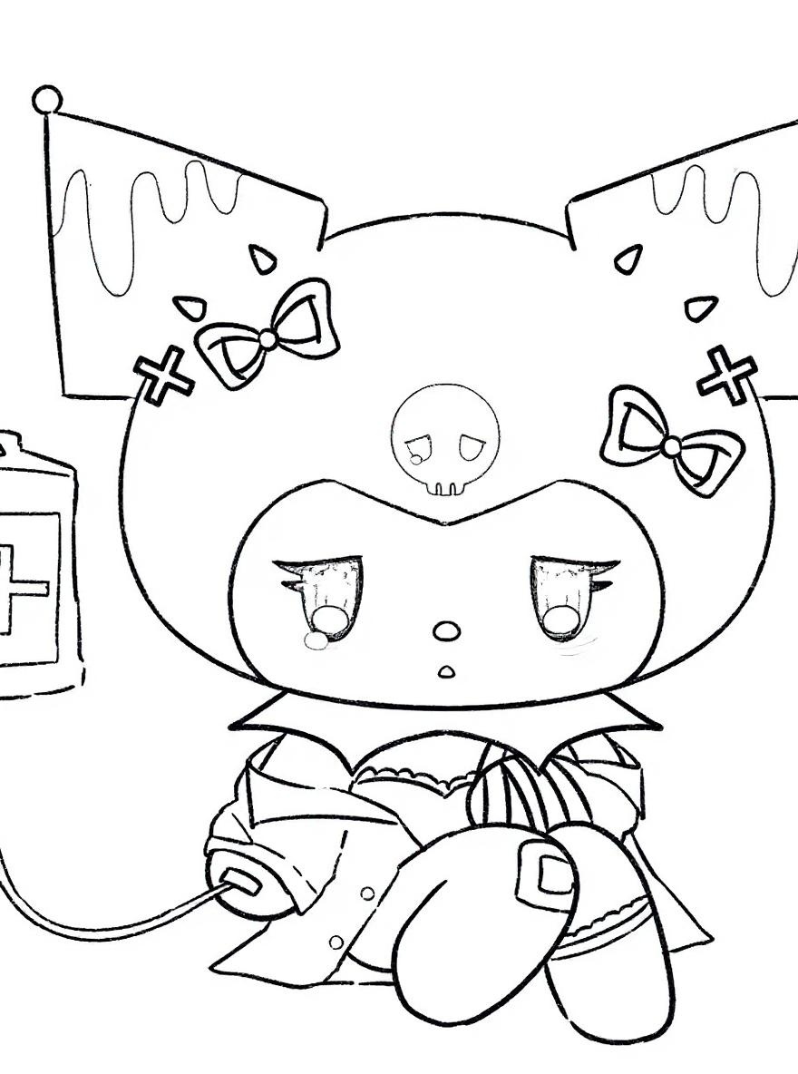 Kuromi blood transfusion coloring page