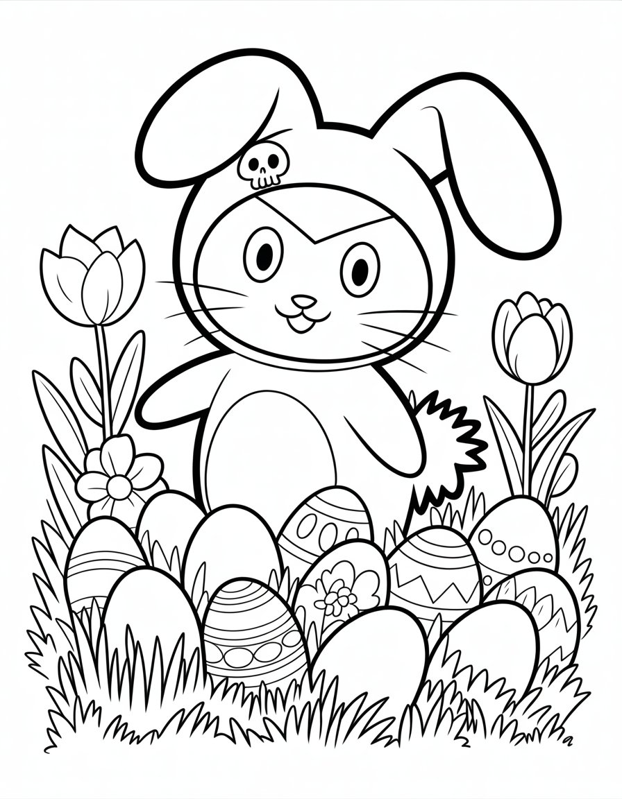 kuromi easter coloring page