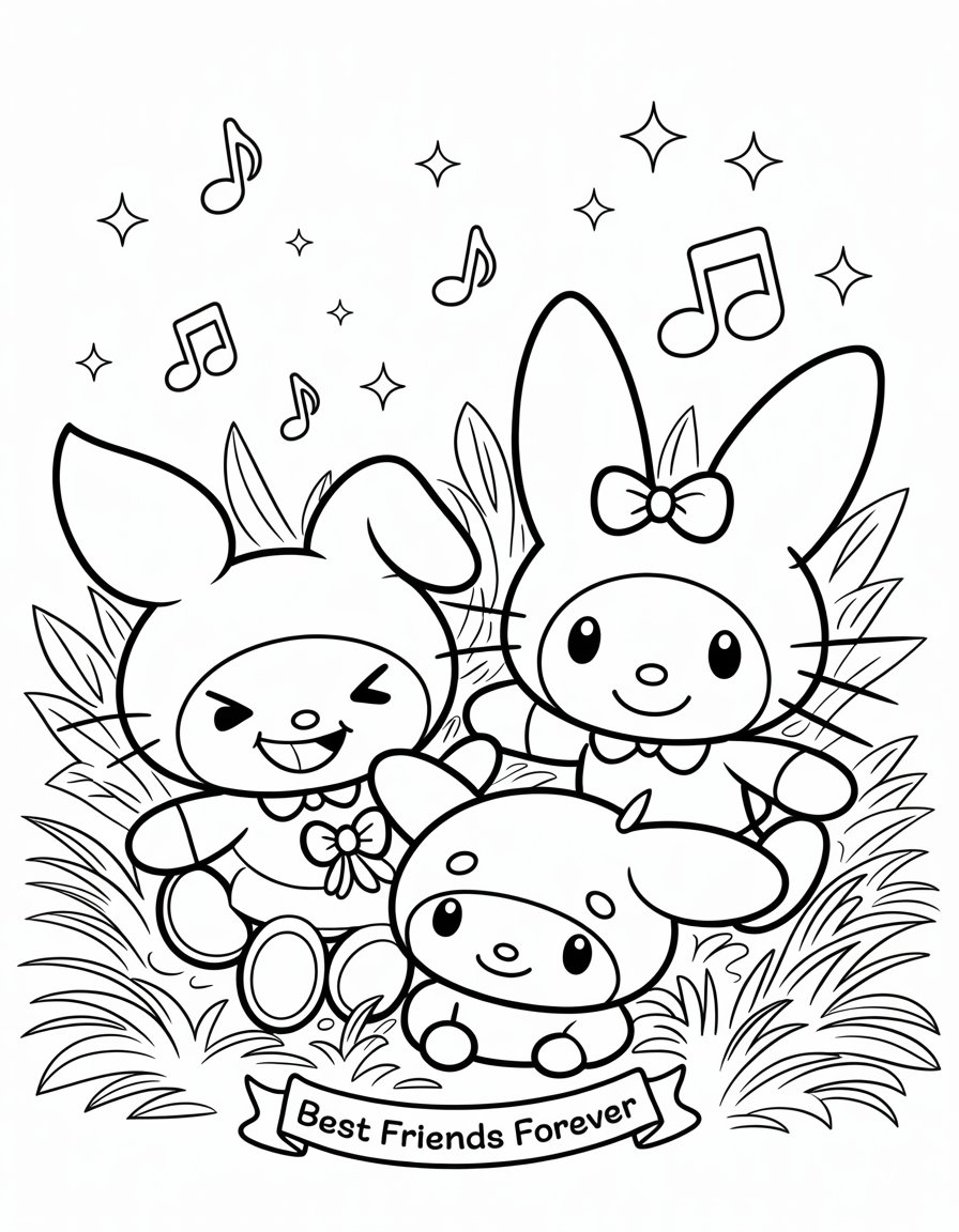 kuromi friends coloring page