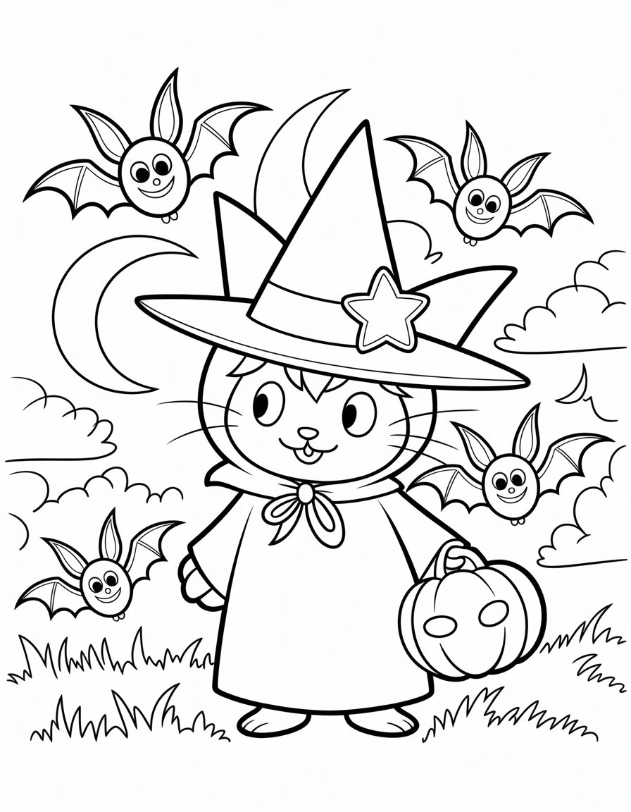 kuromi halloween coloring page