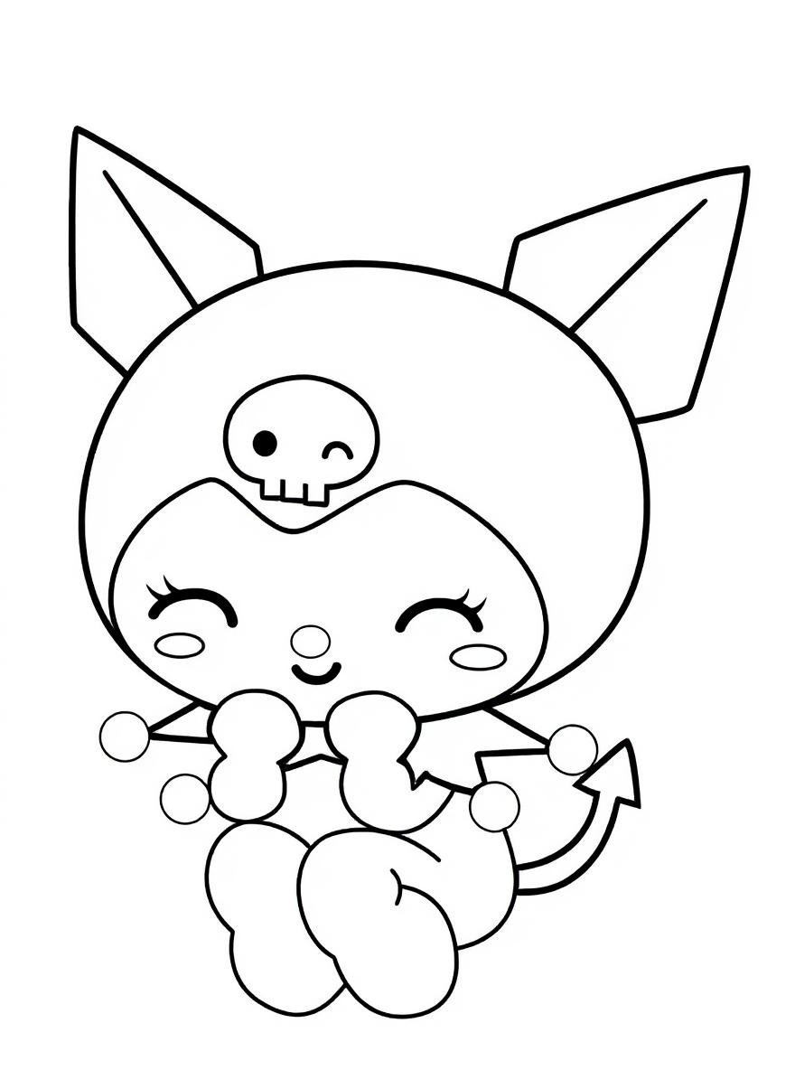 Kuromi happy coloring page