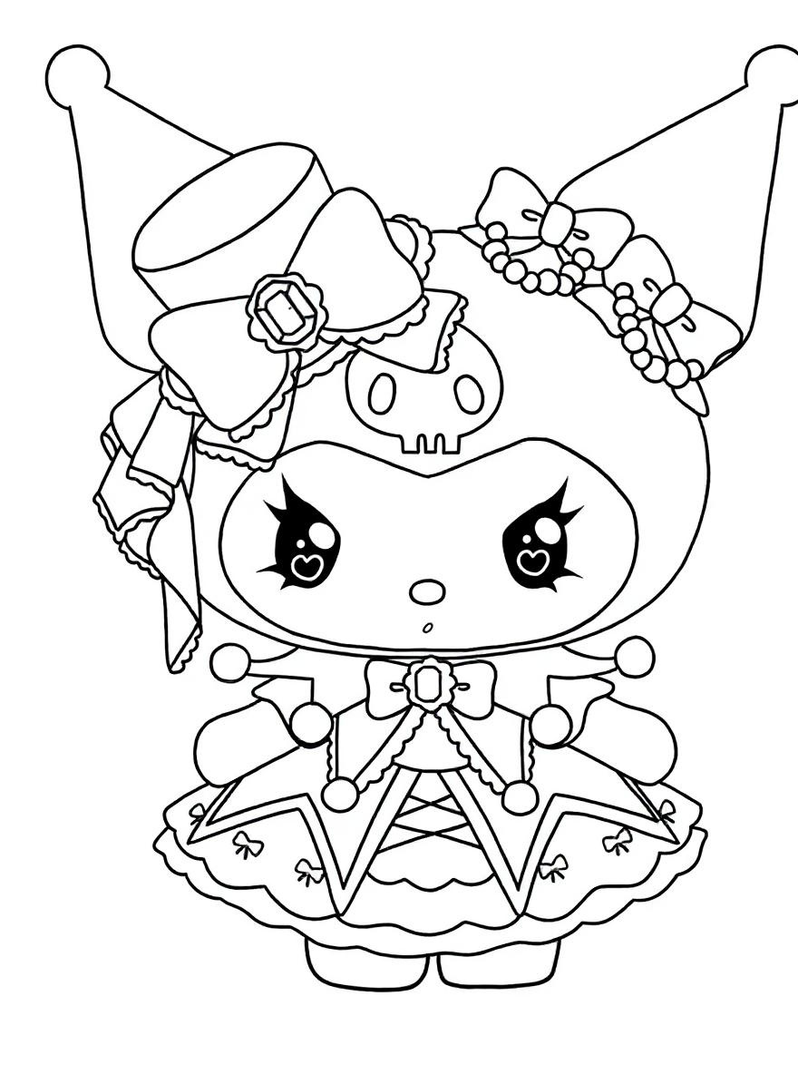 Kuromi in Gothic Lolita Dress coloring page