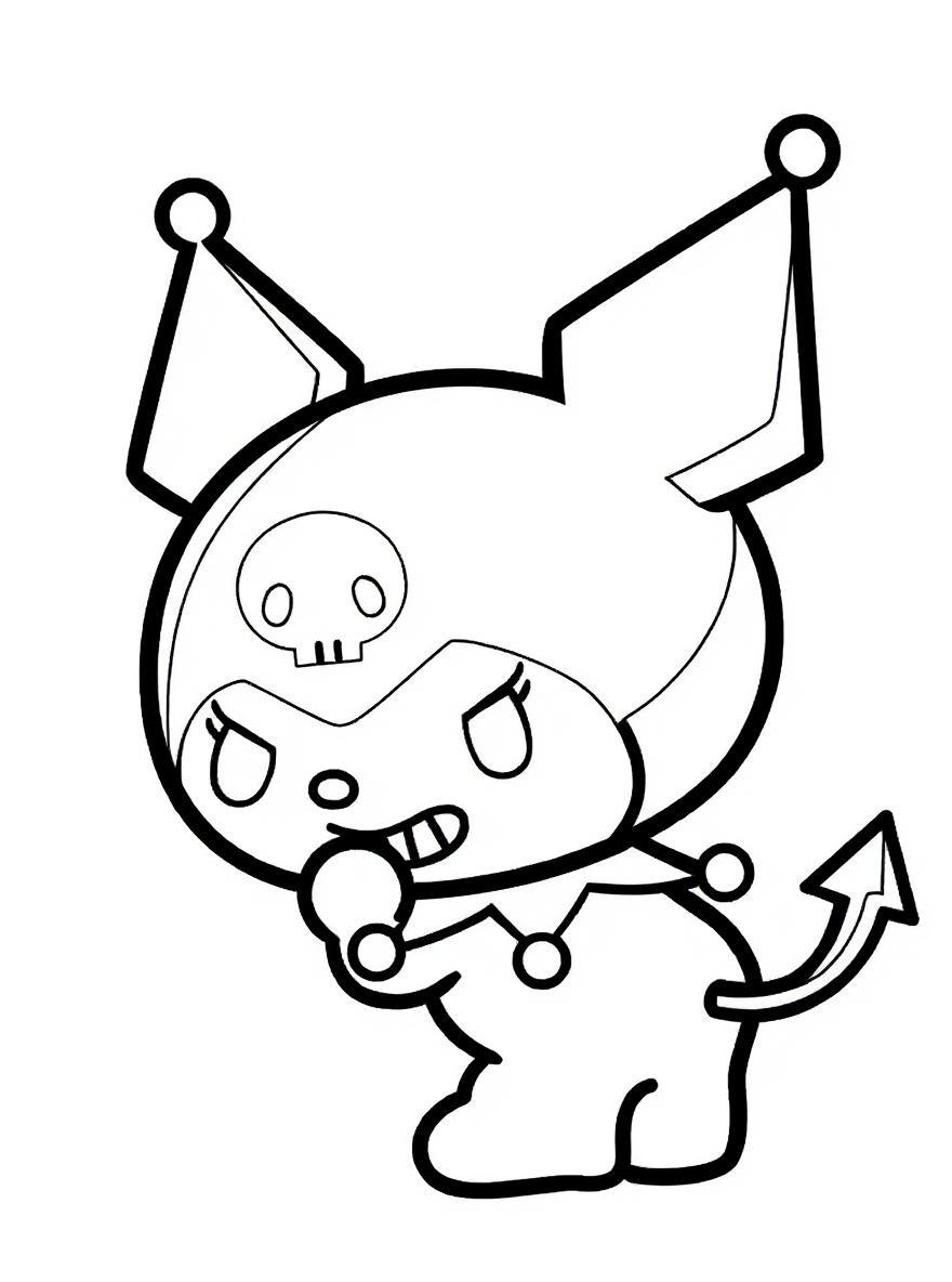 Kuromi looks around coloring page