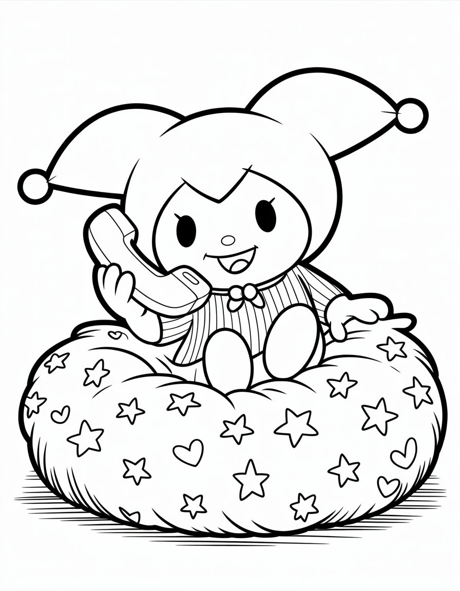 kuromi phone coloring page