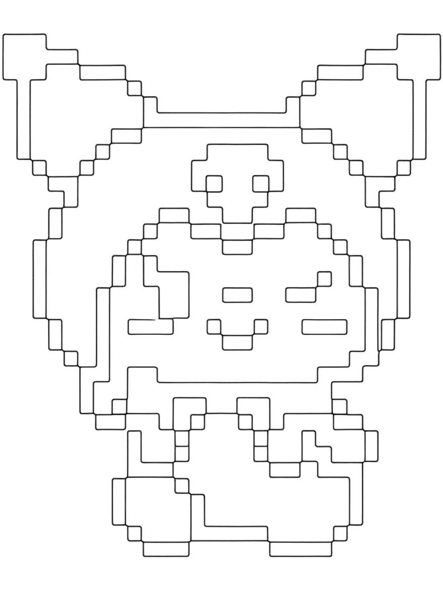 Kuromi pixel art coloring page